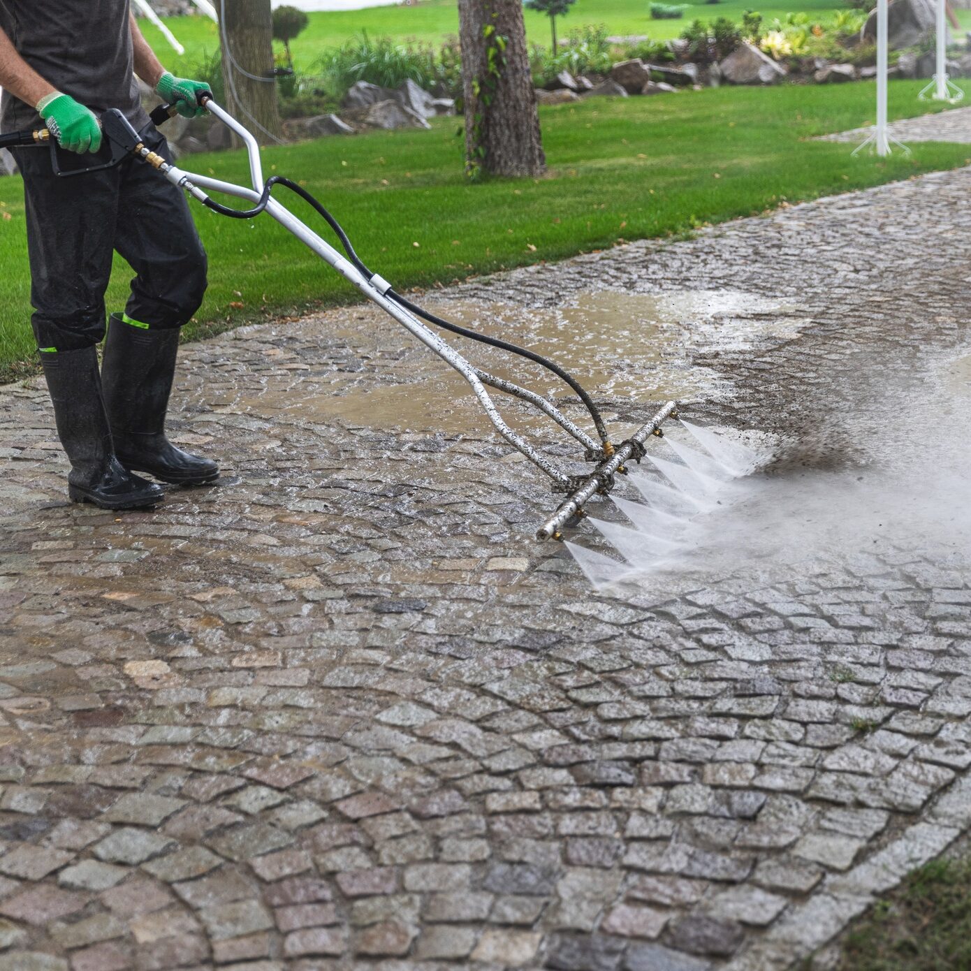 Cleaning service worker using a surface cleaner
